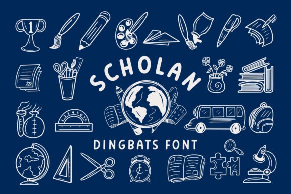Scholan: A Back to School Dingbats Font for Creative Makers and Printables
