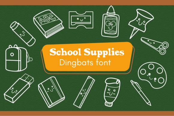 School Supplies Font for Educational Crafts